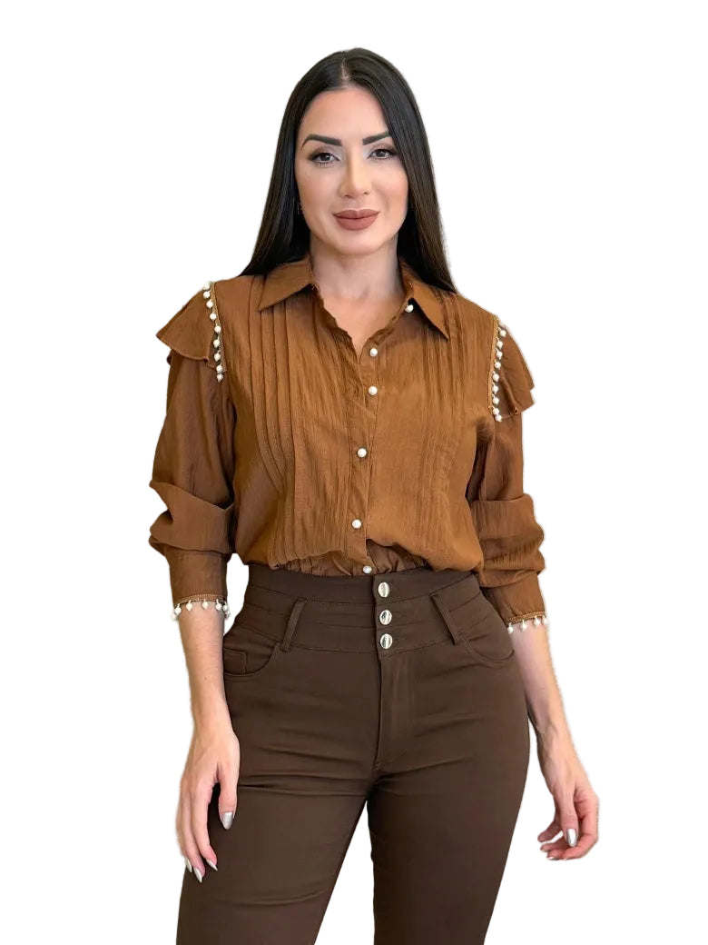 Pocali - Πουκάμισο από Κρεπ Ύφασμα με Πέρλες (Pearly Crepe Shirt)