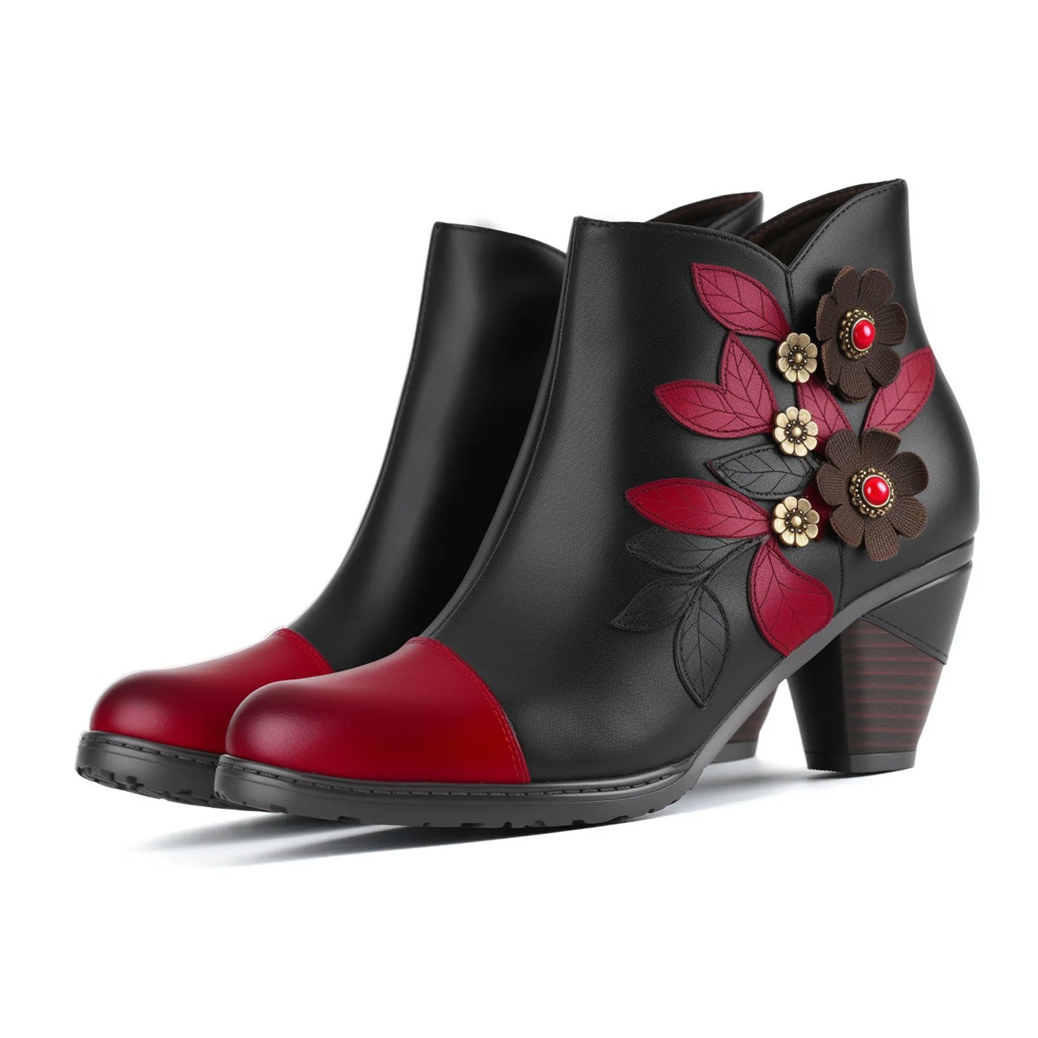 Brooklyn - Retro Boho Floral Charm Μποτάκια (Retro Boho Floral Charm Ankle Boots)