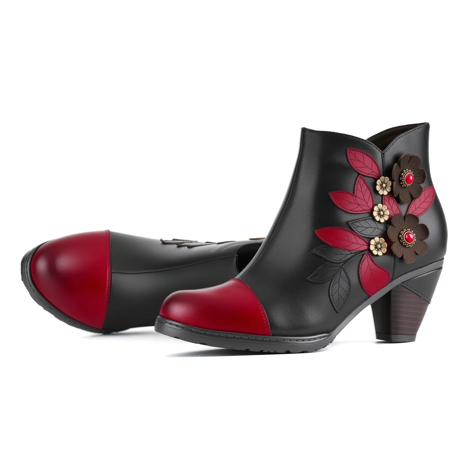 Brooklyn - Retro Boho Floral Charm Μποτάκια (Retro Boho Floral Charm Ankle Boots)