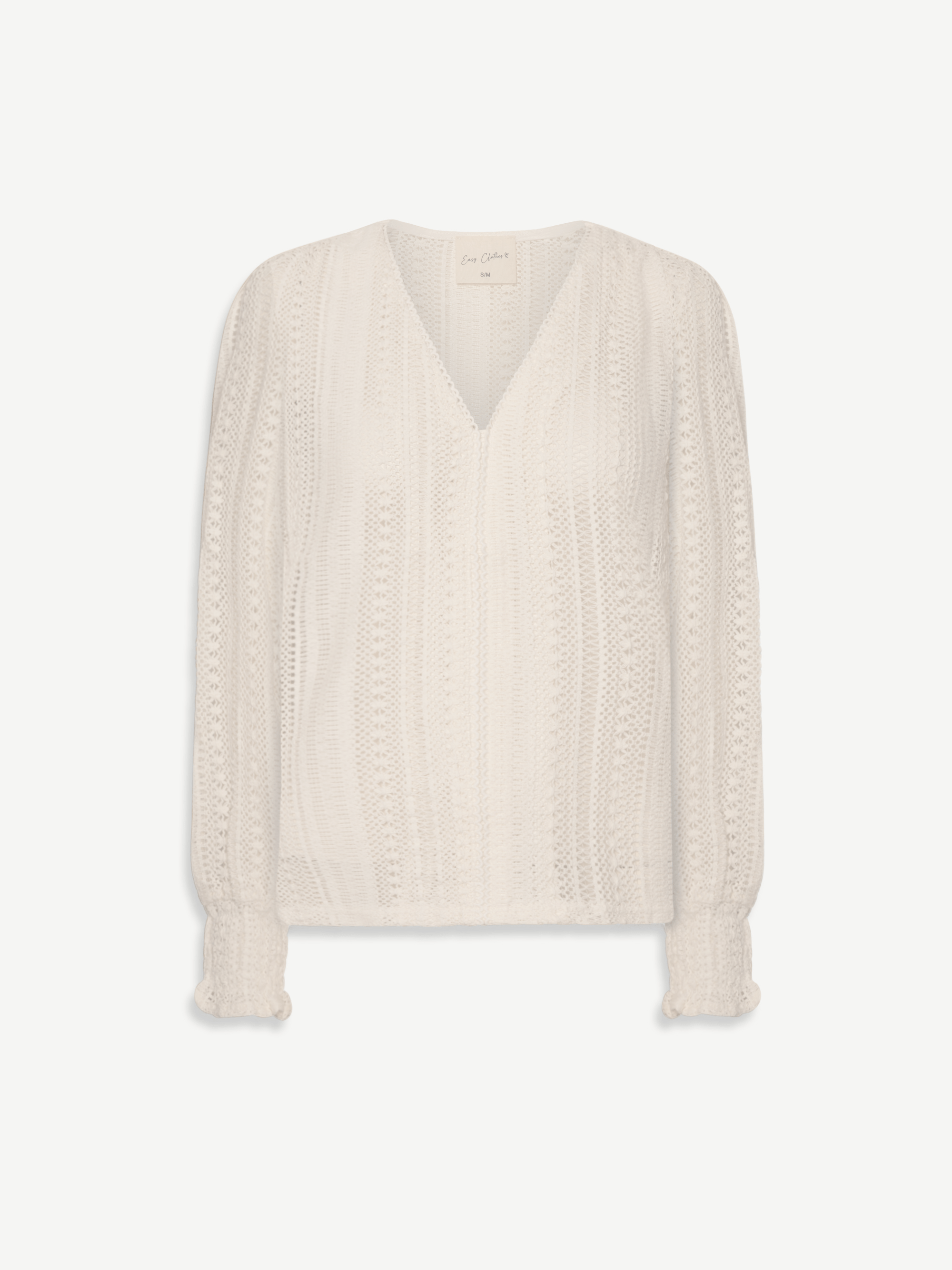 Angela | Εκρού Πλεκτή Μπλούζα Arlyne με Βελονάκι (Ecru Crochet Arlyne Blouse)