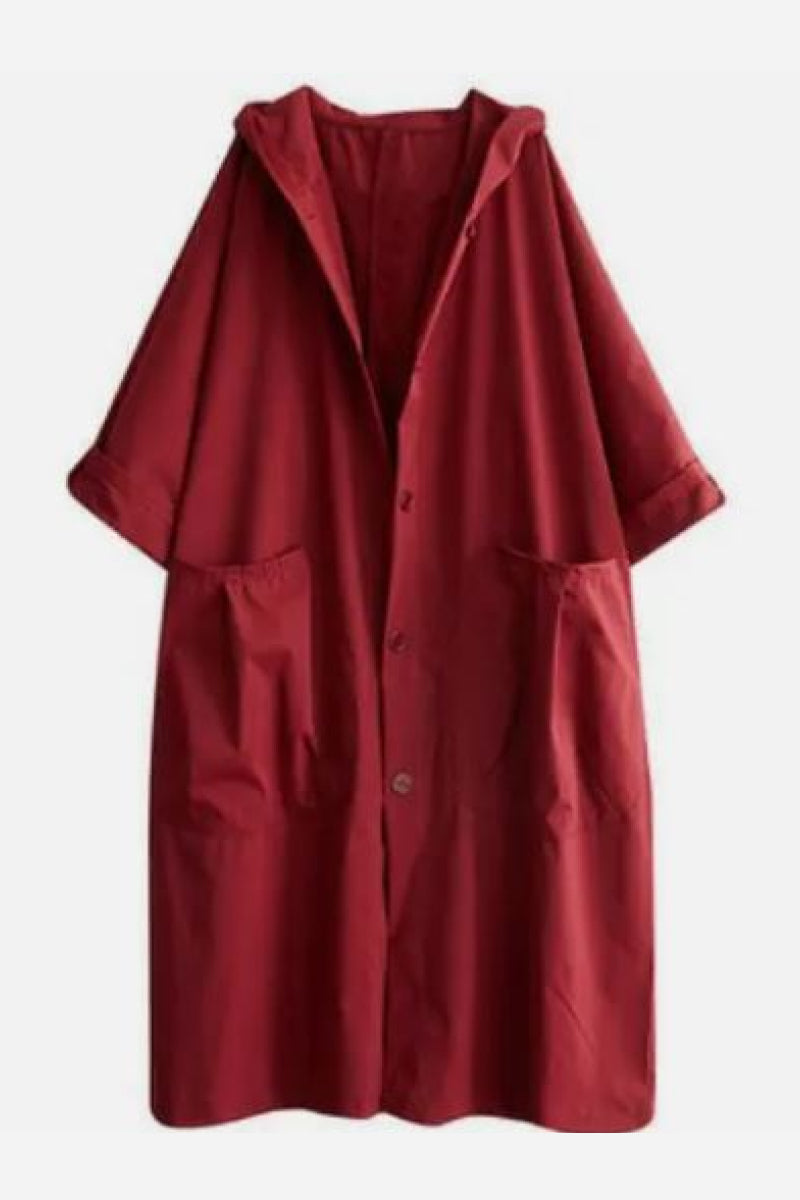 Μπορντό Oversized Αντιανεμικό Μπουφάν, Αδιάβροχο, One Size (Burgundy One Size Fits All Oversized Water Resistant Windbreaker Jacket)