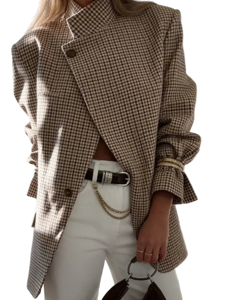 Shiori - Vintage Καρό Σακάκι με Δομή (Vintage Plaid Structured Blazer)