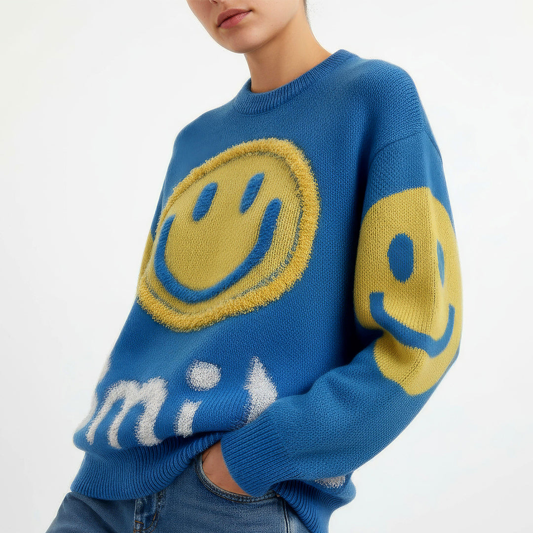 Paula - Oversized Χνουδωτό Πουλόβερ Smile (Oversized Fuzzy Smile Sweater)