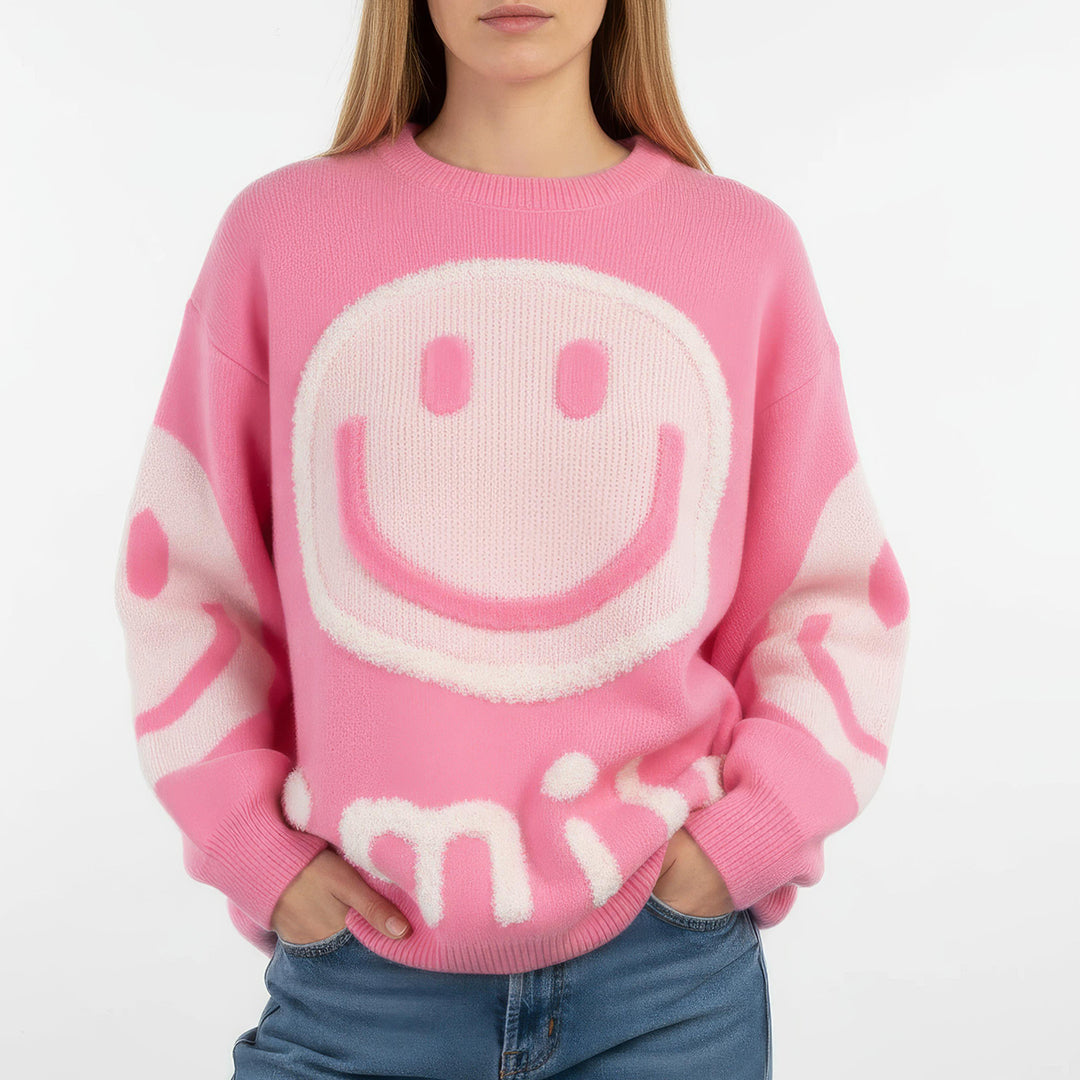 Paula - Oversized Χνουδωτό Πουλόβερ Smile (Oversized Fuzzy Smile Sweater)