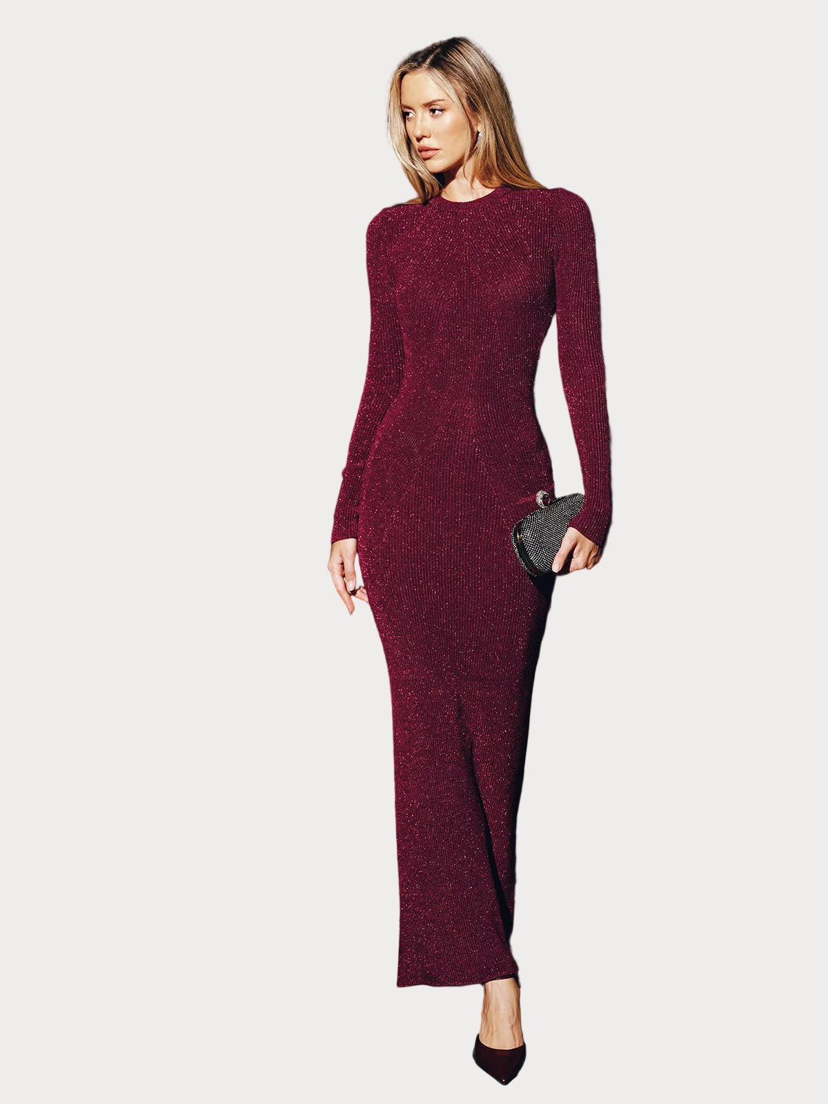 Becky | Μακρύ Φόρεμα Bodycon με Λάμψη και Ανοιχτή Πλάτη