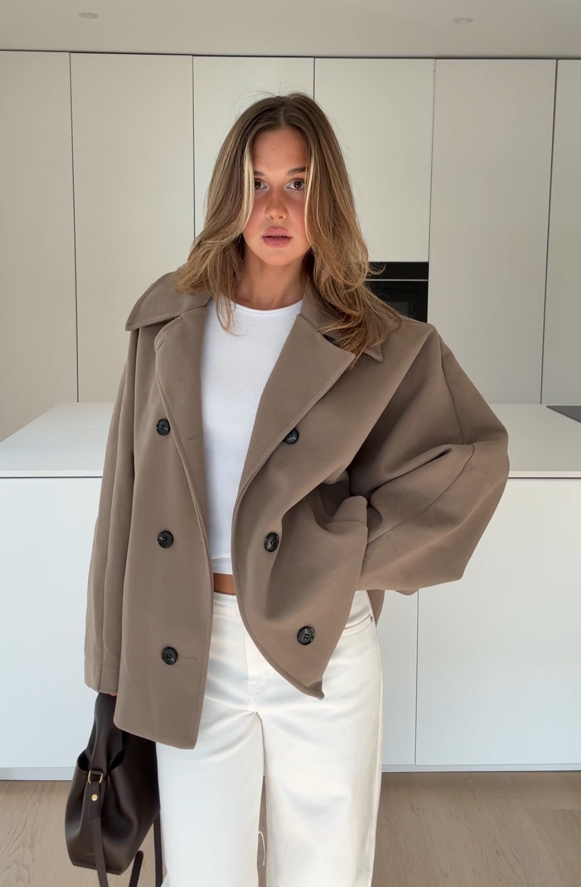 Μπουφάν oversized σε χρώμα κανέλας