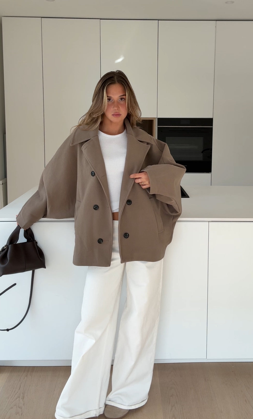 Μπουφάν oversized σε χρώμα κανέλας