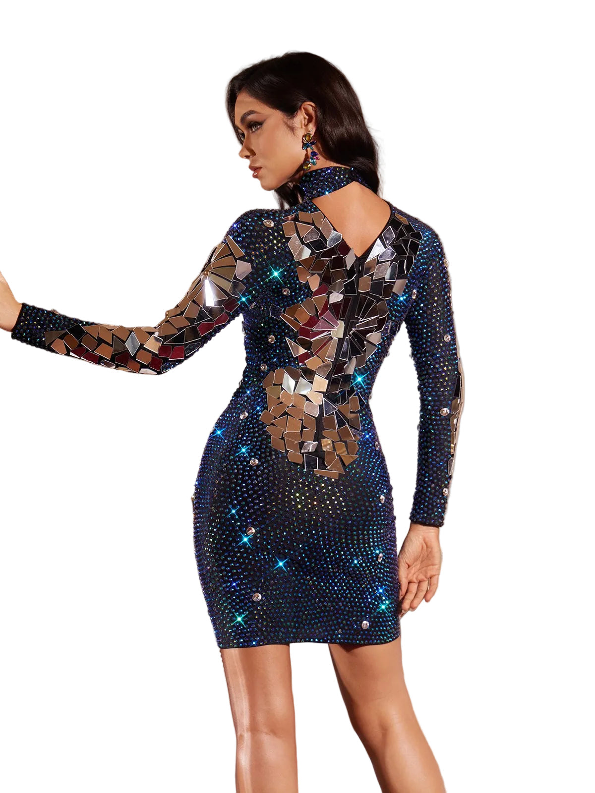 Filips Μακρυμάνικο Μίνι Φόρεμα με Κρύσταλλα (Filips Long Sleeve Crystal Mini Dress)