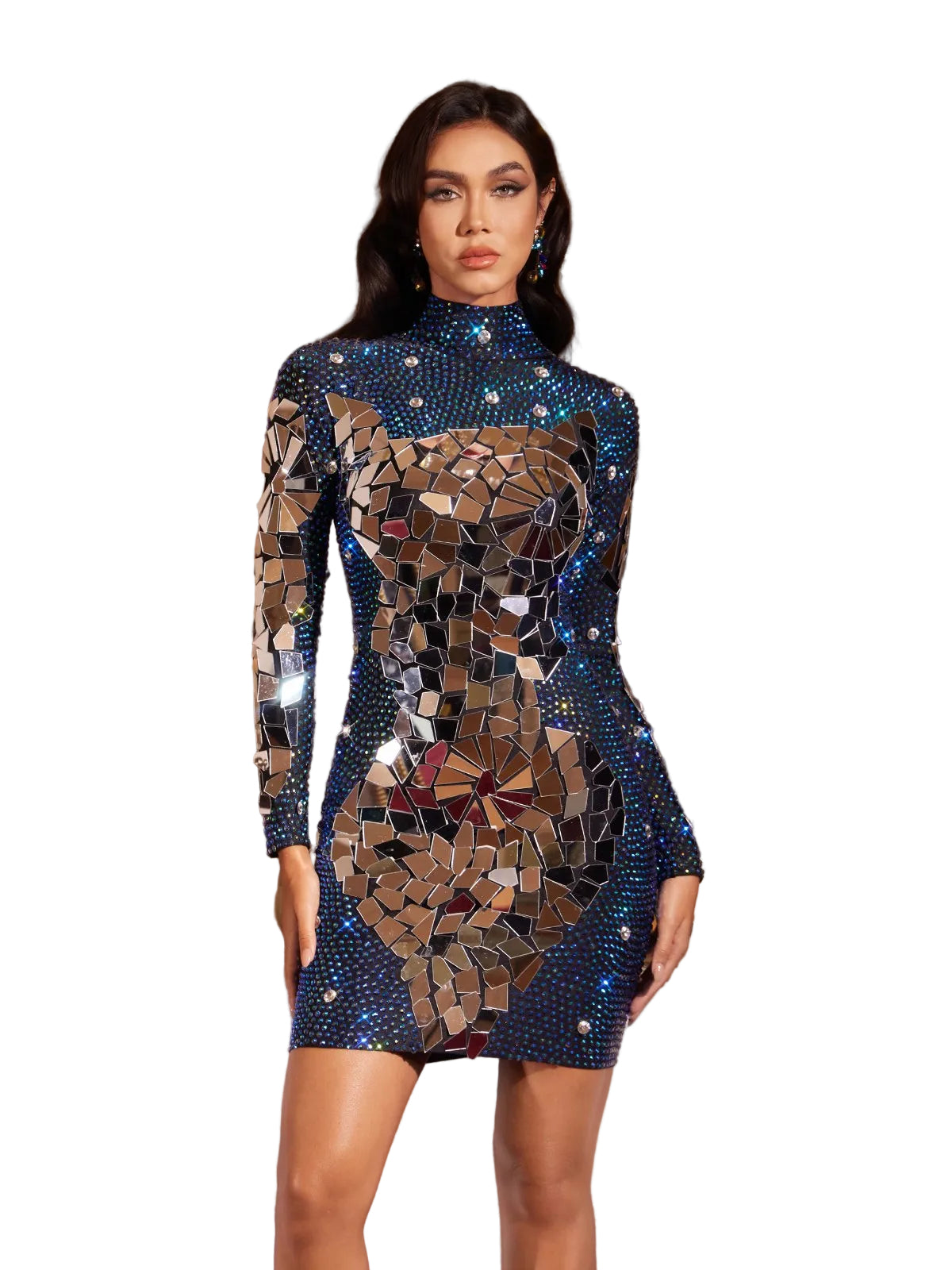 Filips Μακρυμάνικο Μίνι Φόρεμα με Κρύσταλλα (Filips Long Sleeve Crystal Mini Dress)