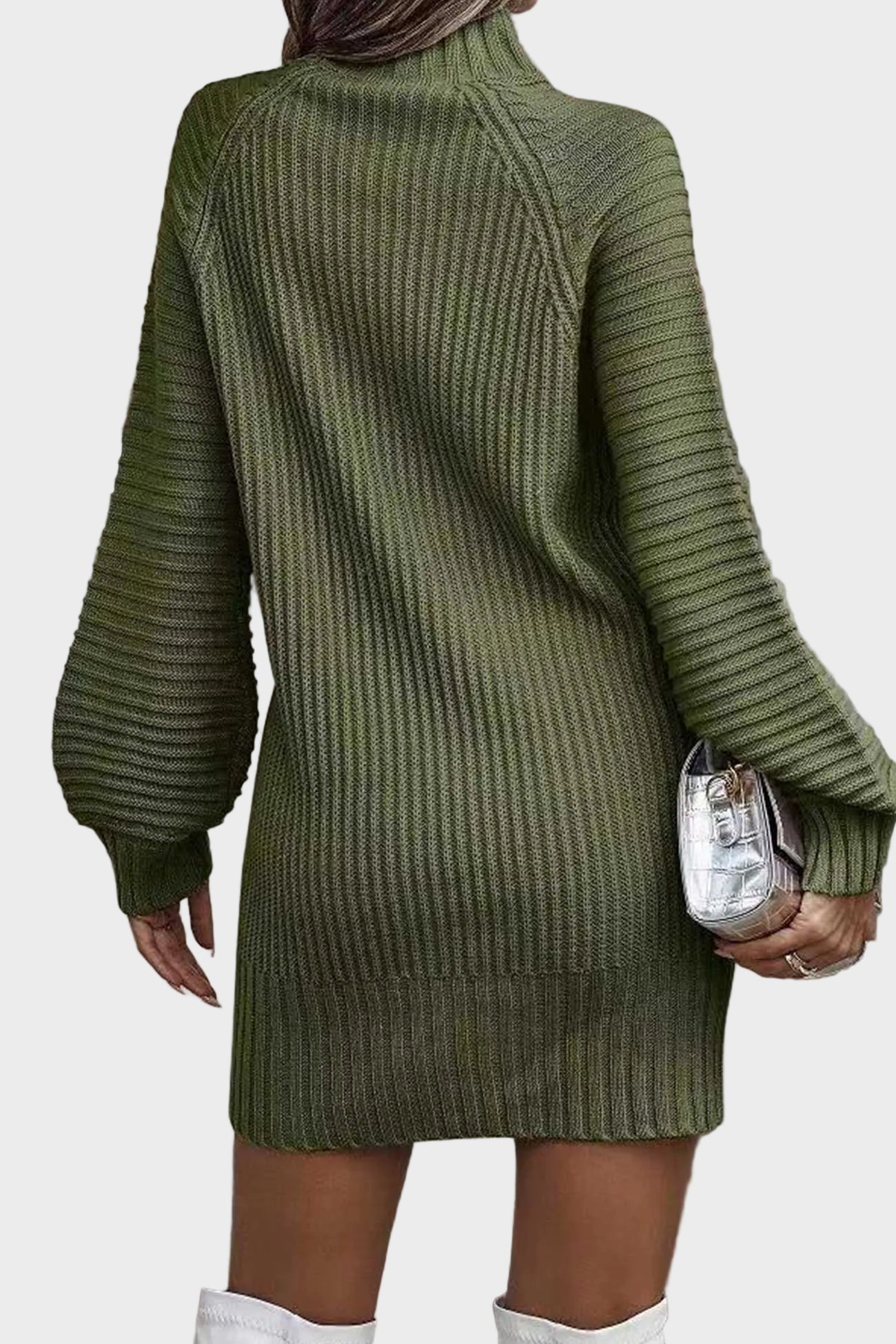 Tina - Μονόχρωμο Πλεκτό Φόρεμα Ζιβάγκο (Turtleneck Solid Sweater Dress)
