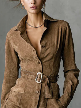 Nalea™ | Μοντέρνο ψεύτικο σουέτ ριχτό φόρεμα