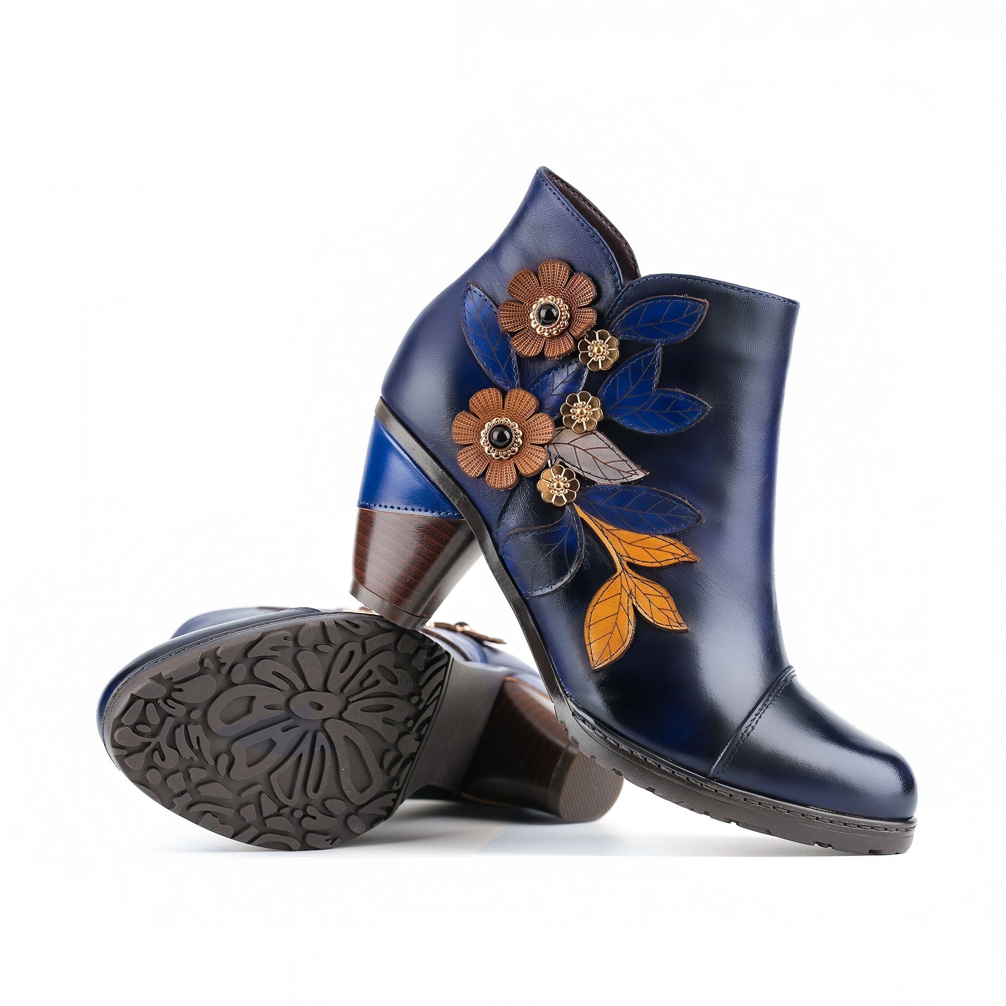 Brooklyn - Retro Boho Floral Charm Μποτάκια (Retro Boho Floral Charm Ankle Boots)