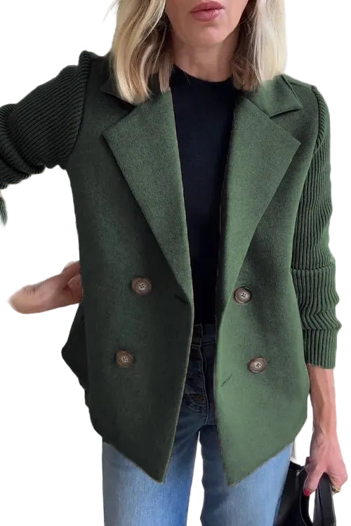 Amora - Κομψό Σακάκι με Πλεκτά Μανίκια (Elegant Knit-Sleeve Blazer)