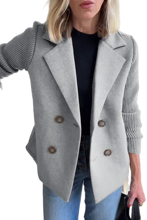 Amora - Κομψό Σακάκι με Πλεκτά Μανίκια (Elegant Knit-Sleeve Blazer)