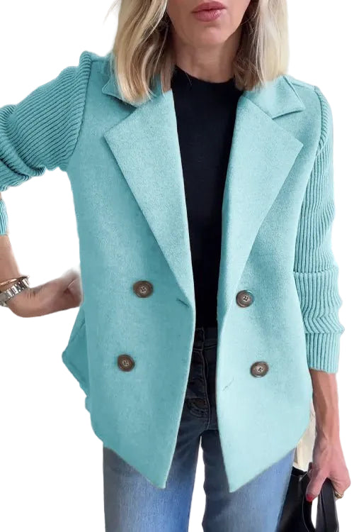 Amora - Κομψό Σακάκι με Πλεκτά Μανίκια (Elegant Knit-Sleeve Blazer)