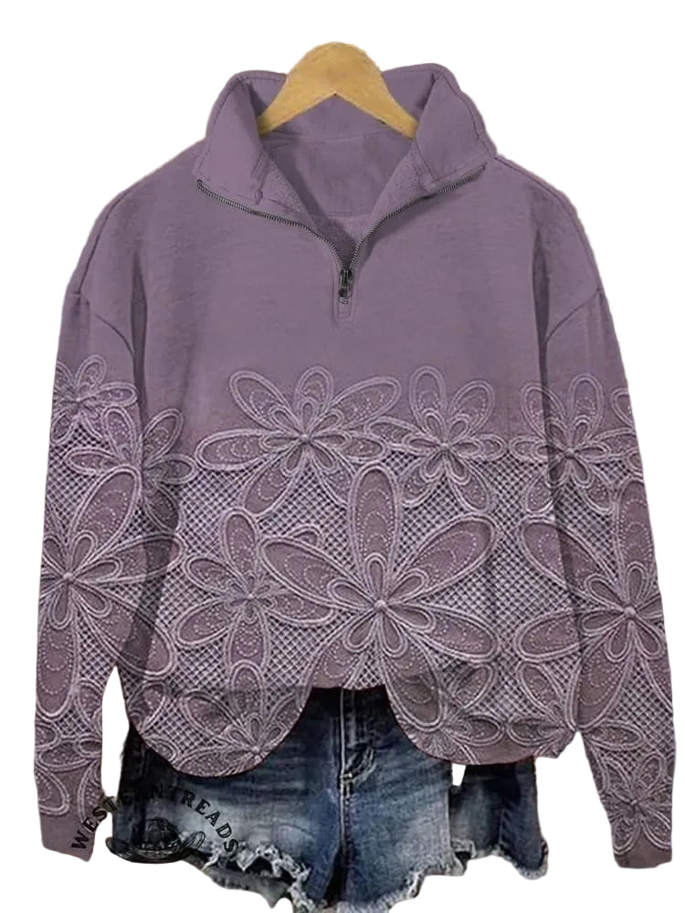 Ananya - Vintage Floral Art Print Casual Φούτερ (Vintage Floral Art Print Casual Sweatshirt)