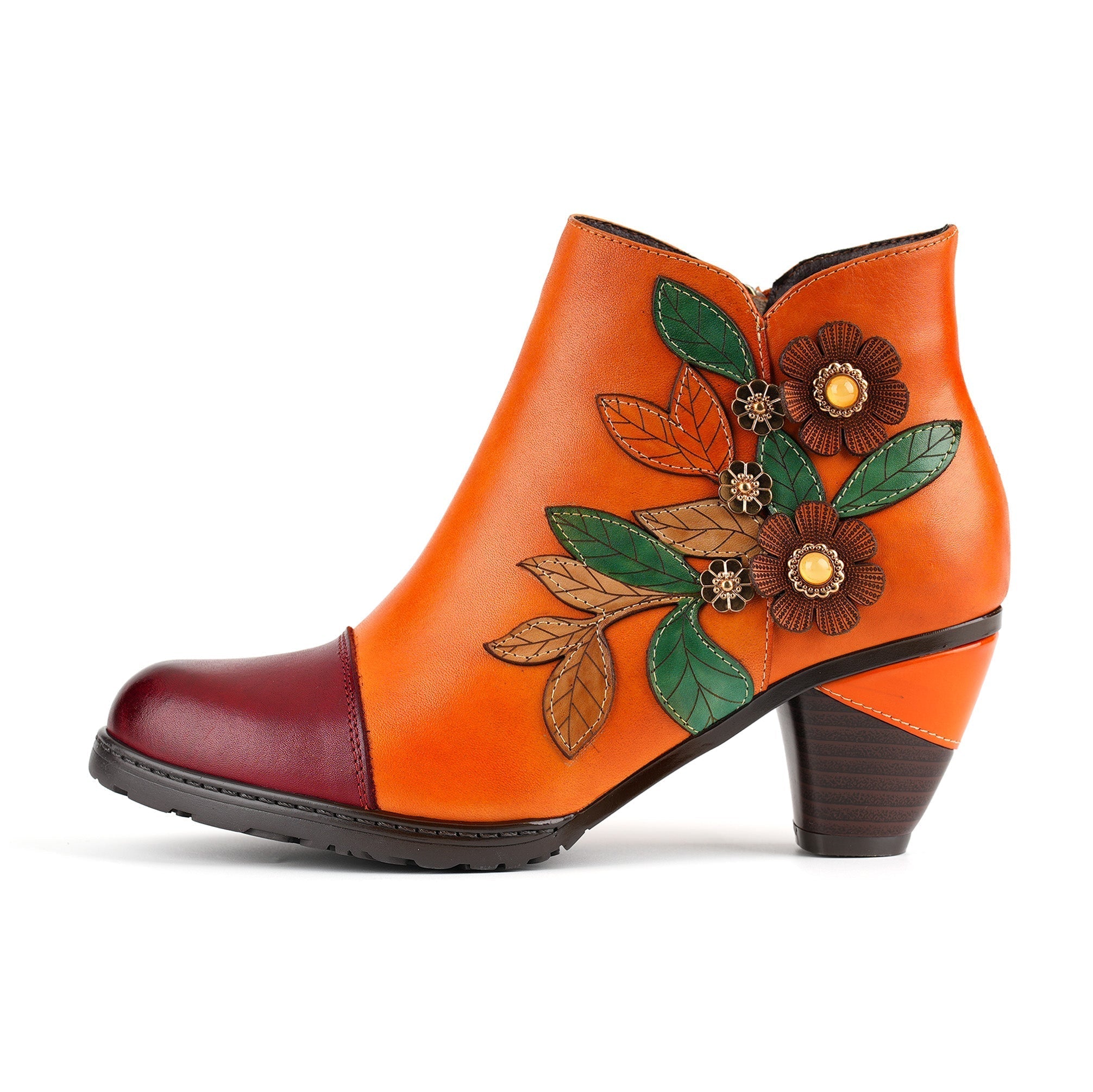 Brooklyn - Retro Boho Floral Charm Μποτάκια (Retro Boho Floral Charm Ankle Boots)