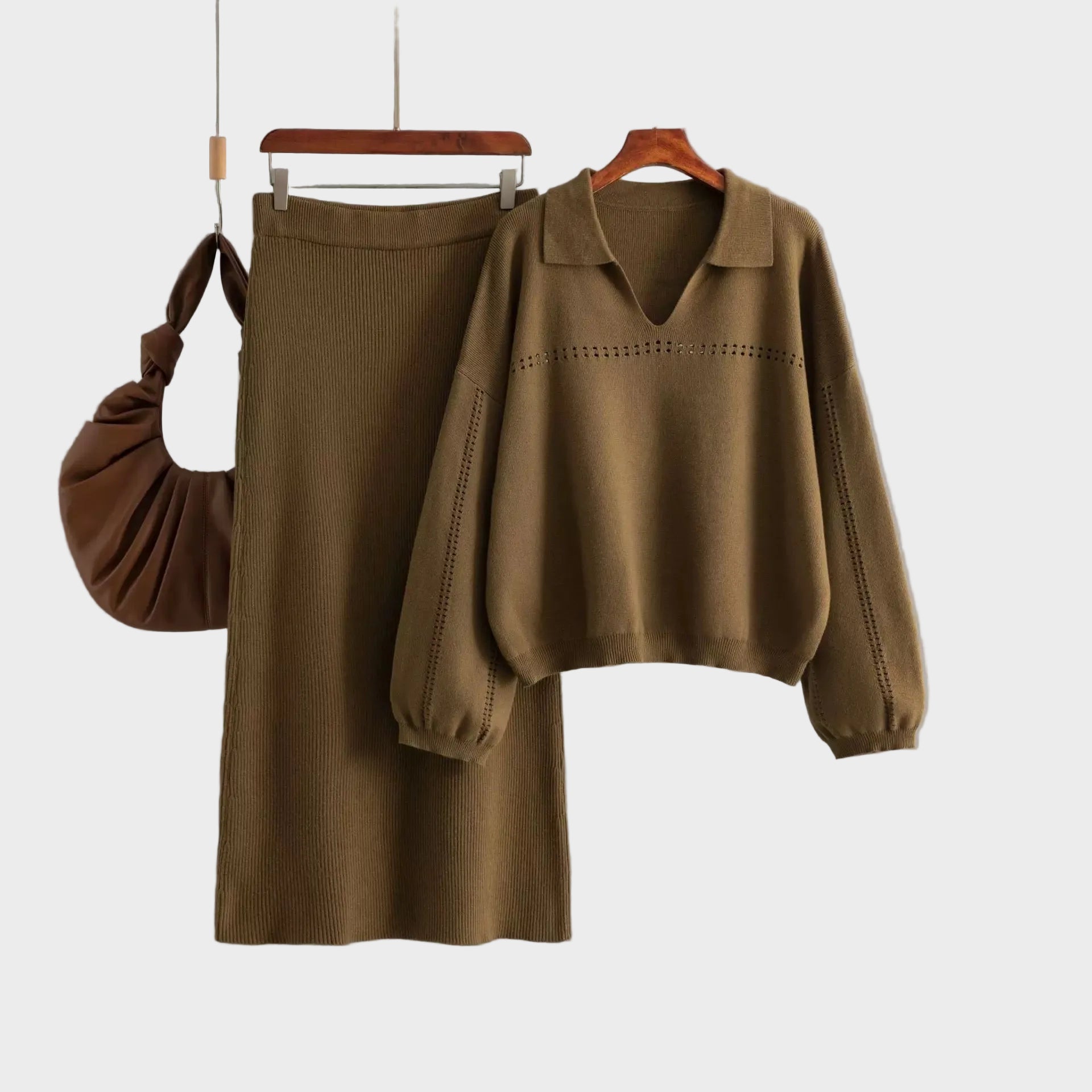 Aster -Σετ Coord από μαλλί Premium - Πουλόβερ με φούστα (Premium Woolen Coord Set - Sweater with Skirt)