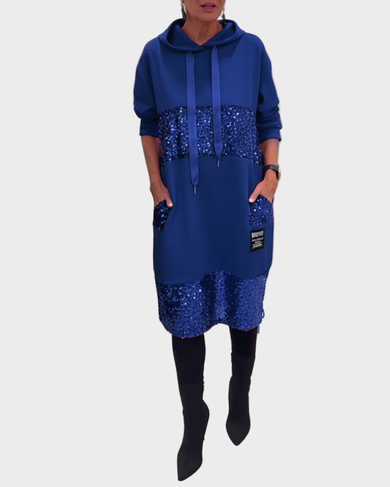 Marieta | Μοντέρνο Φόρεμα με Κουκούλα και Πάτσα