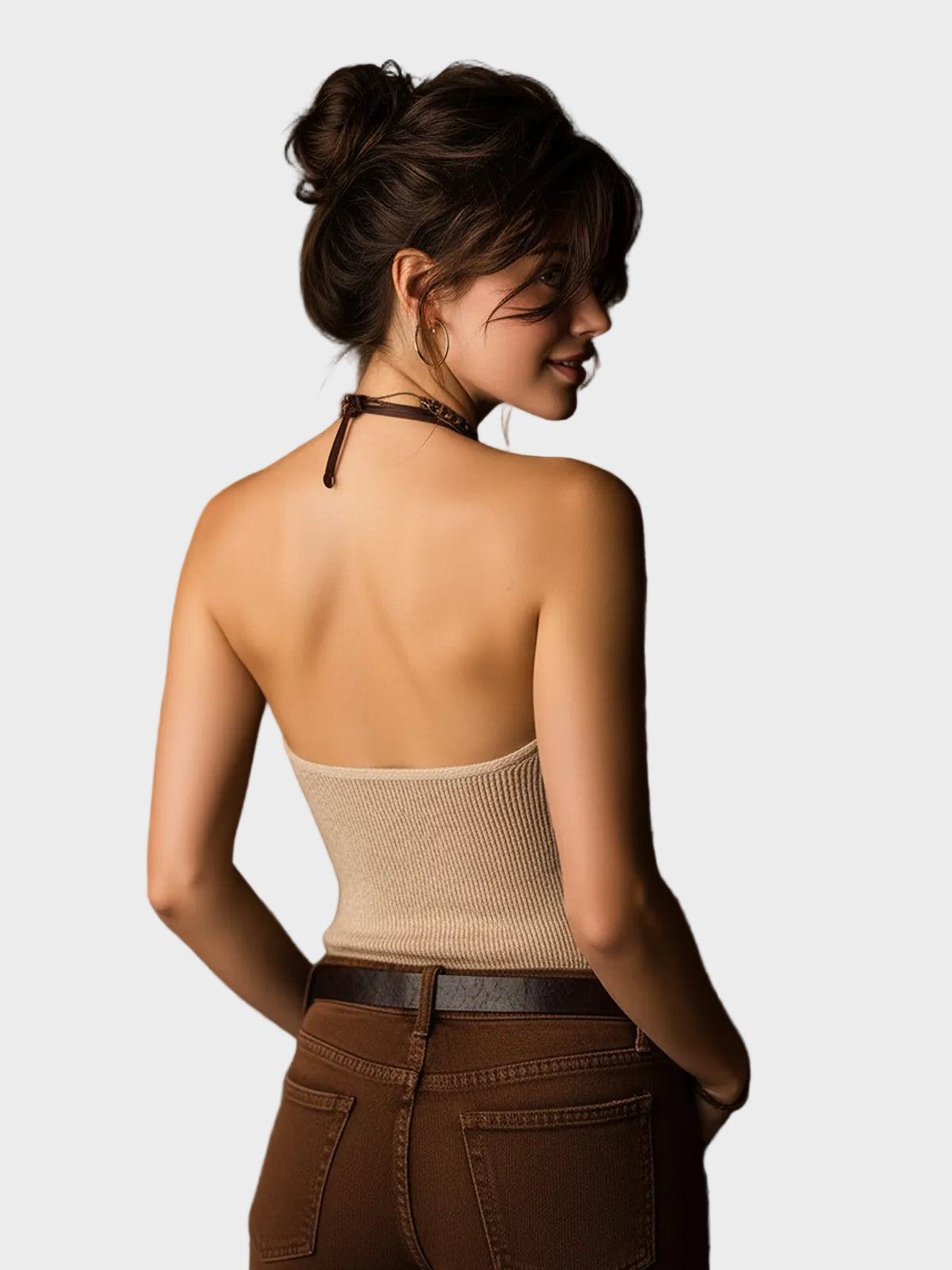 Lara - Κομψό Casual Πλεκτό Φανελάκι (Camisole) με V Λαιμόκοψη, Στενή Εφαρμογή και Μαλακή Ριμπ Πλέξη (Chic Casual V-Neck Slim Fit Soft Ribbed Knit Camisole)