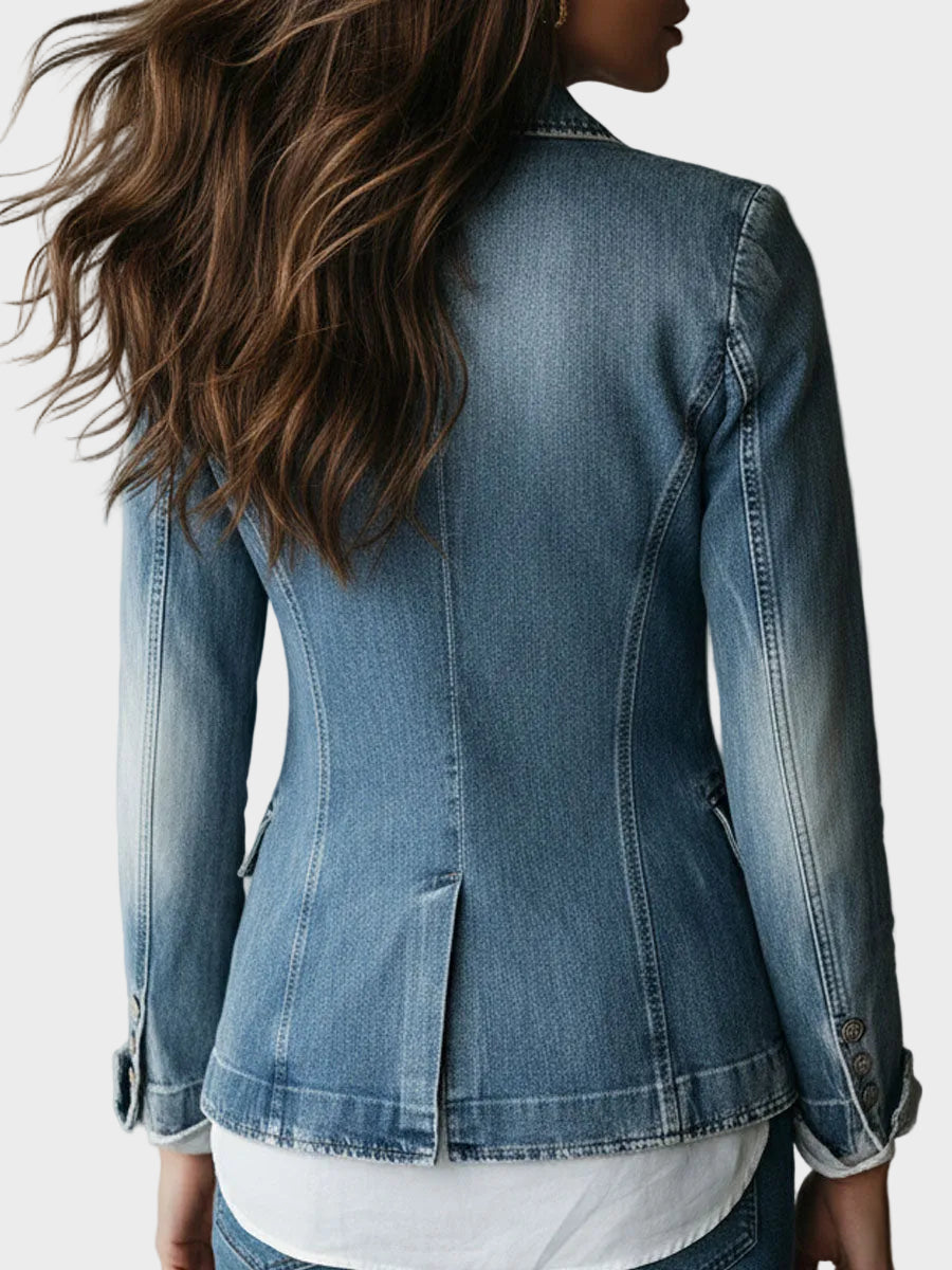 Olaya | Vintage Effortless Tailoring Washed Denim Blazer
