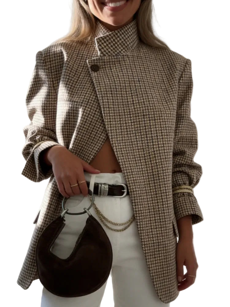Shiori - Vintage Καρό Σακάκι με Δομή (Vintage Plaid Structured Blazer)