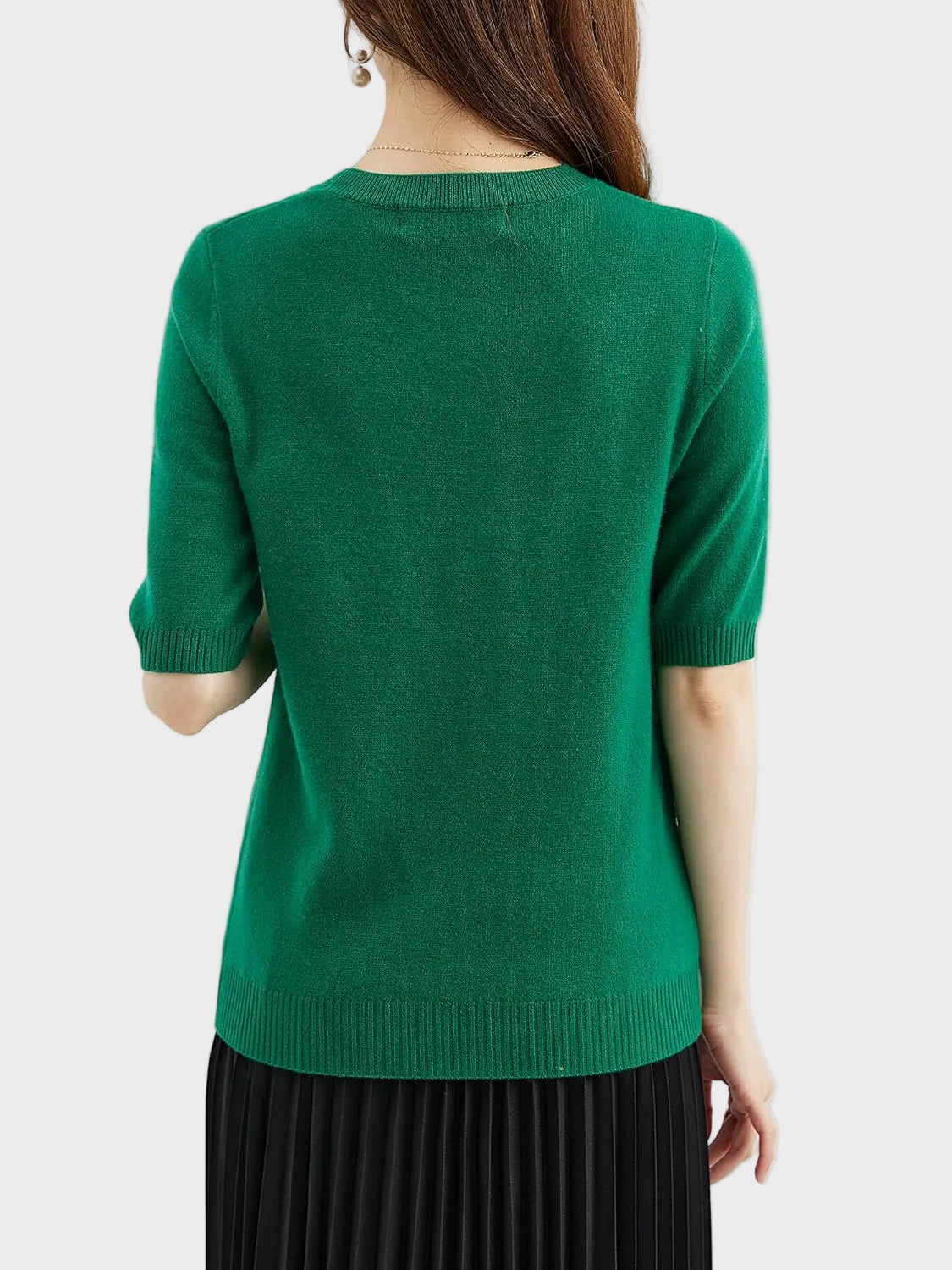 Eureka | 100% Μαλλί Μερινός Μπλούζα Crewneck Μισό Μανίκι