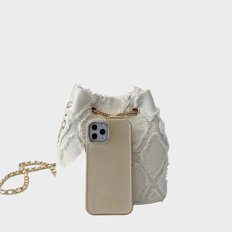 Capri Τσάντα Bucket με Πέρλες και Ξέφτια (Pearl Frayed Bucket Bag)