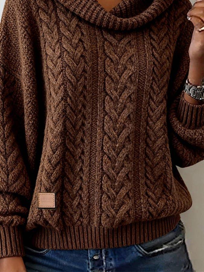 Leslie | Καφέ Oversized Πλεκτή Μπλούζα (Plain Knit)
