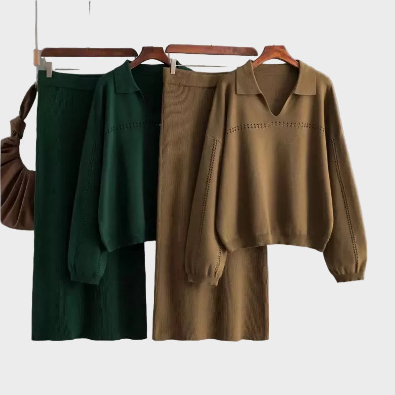 Aster -Σετ Coord από μαλλί Premium - Πουλόβερ με φούστα (Premium Woolen Coord Set - Sweater with Skirt)
