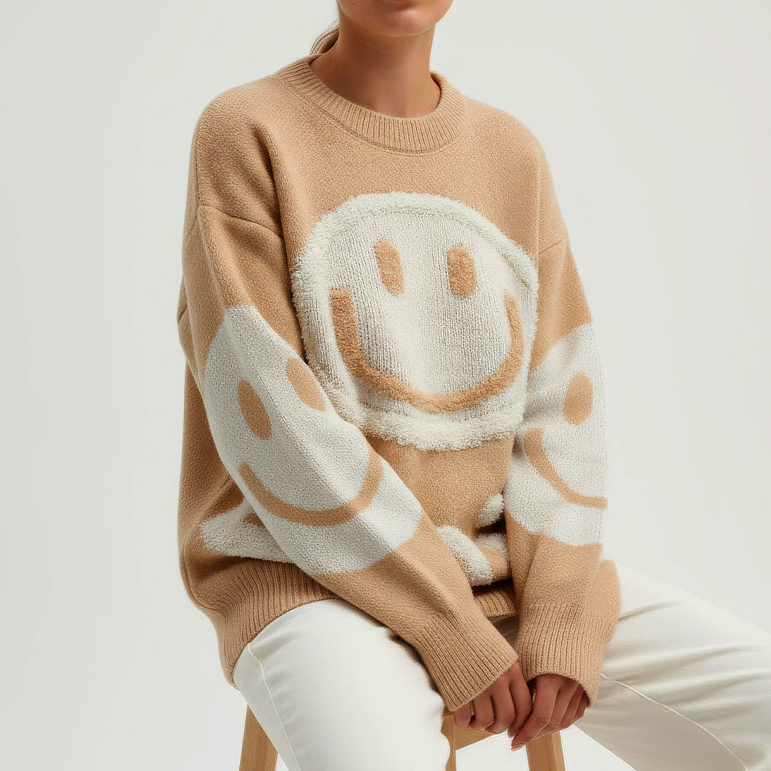 Paula - Oversized Χνουδωτό Πουλόβερ Smile (Oversized Fuzzy Smile Sweater)