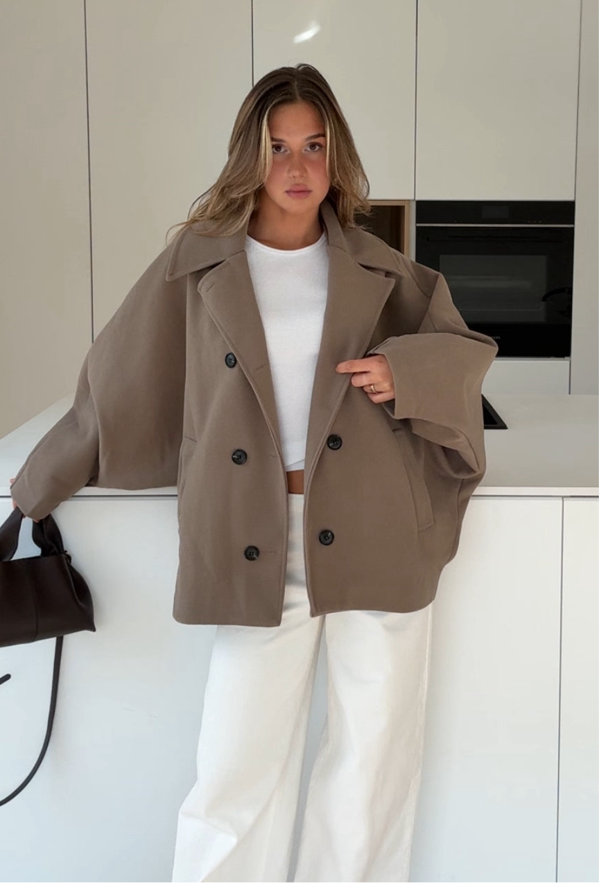 Μπουφάν oversized σε χρώμα κανέλας