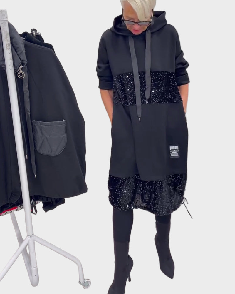 Marieta | Μοντέρνο Φόρεμα με Κουκούλα και Πάτσα