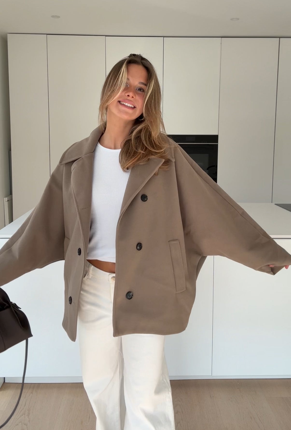 Μπουφάν oversized σε χρώμα κανέλας