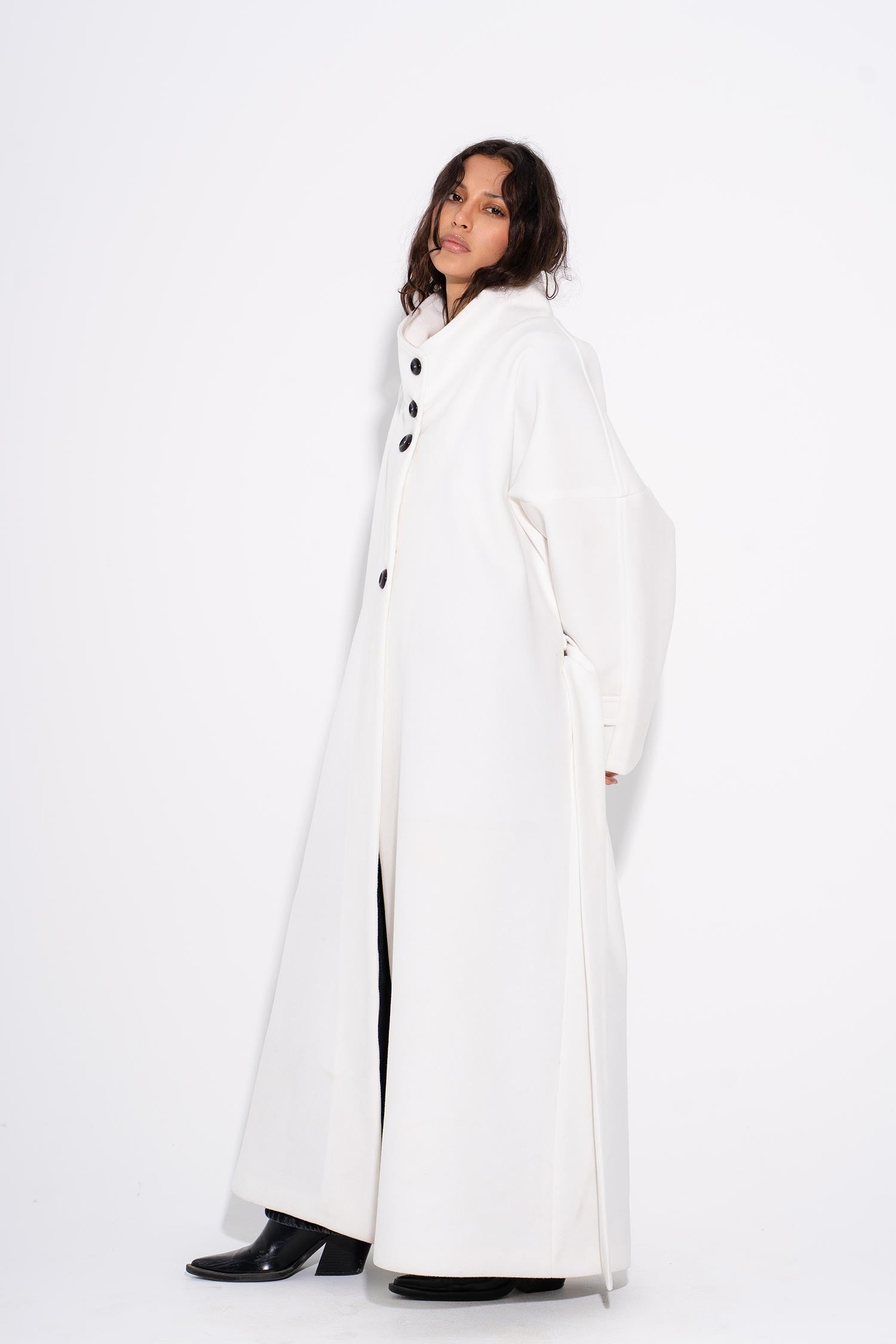 Kathy -Kathy - Μάλλινο Παλτό με Κουμπιά - Λευκό (Kathy - Buttoned Wool Coat - White)