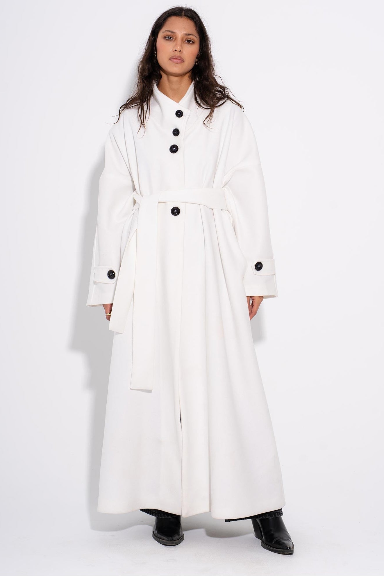 Kathy -Kathy - Μάλλινο Παλτό με Κουμπιά - Λευκό (Kathy - Buttoned Wool Coat - White)