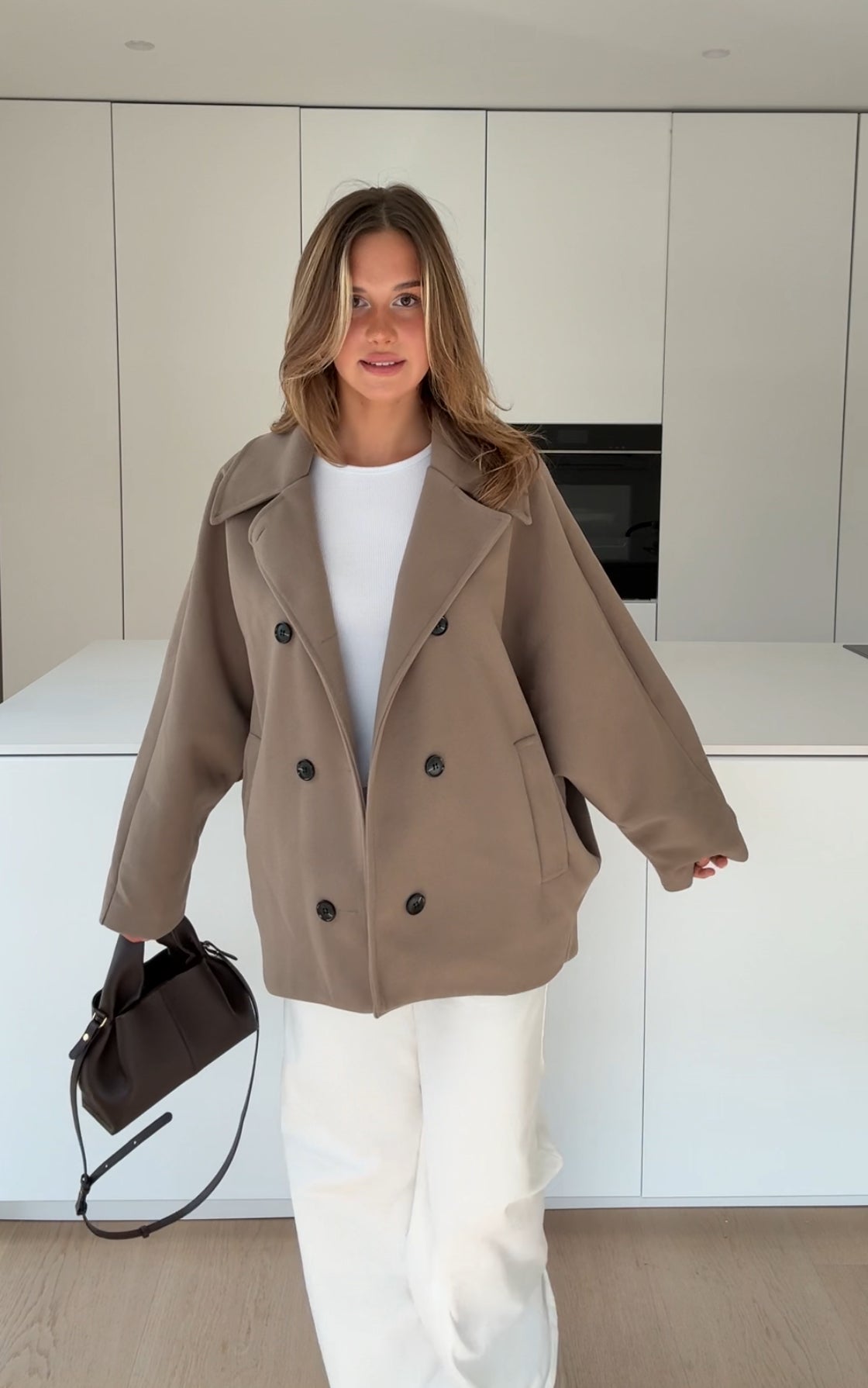 Μπουφάν oversized σε χρώμα κανέλας