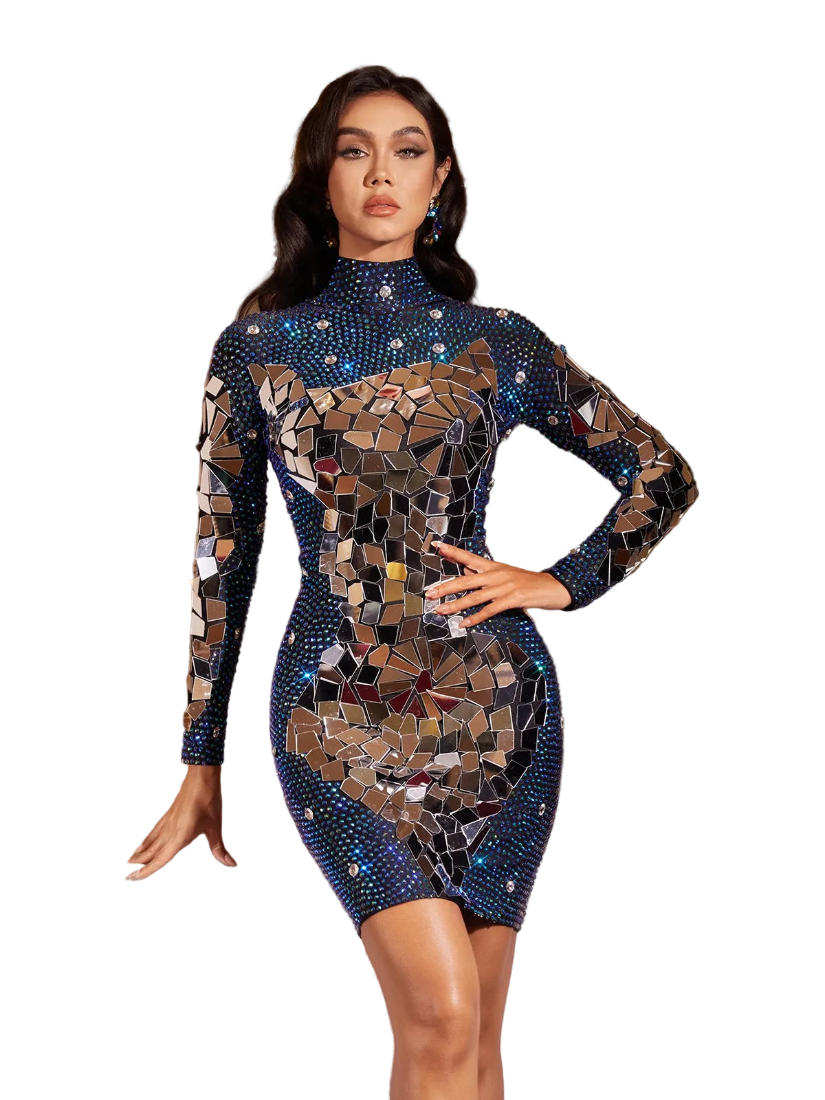 Filips Μακρυμάνικο Μίνι Φόρεμα με Κρύσταλλα (Filips Long Sleeve Crystal Mini Dress)