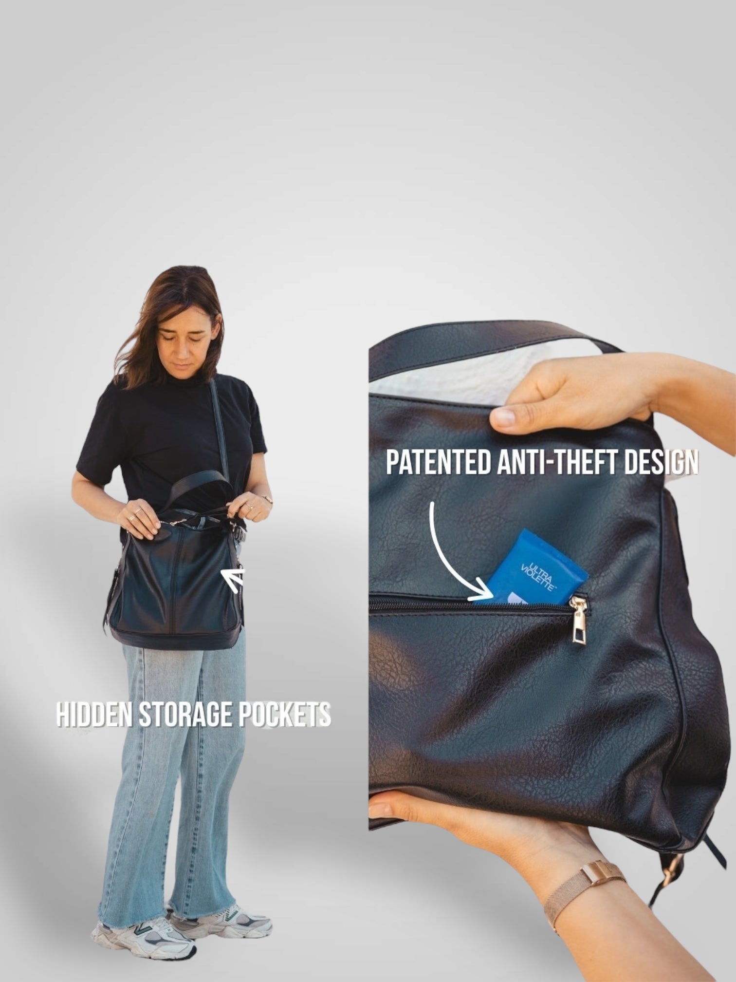 Σουφ | Πολυτελή Δέρμα Anti-Theft Hobo Τσάντα