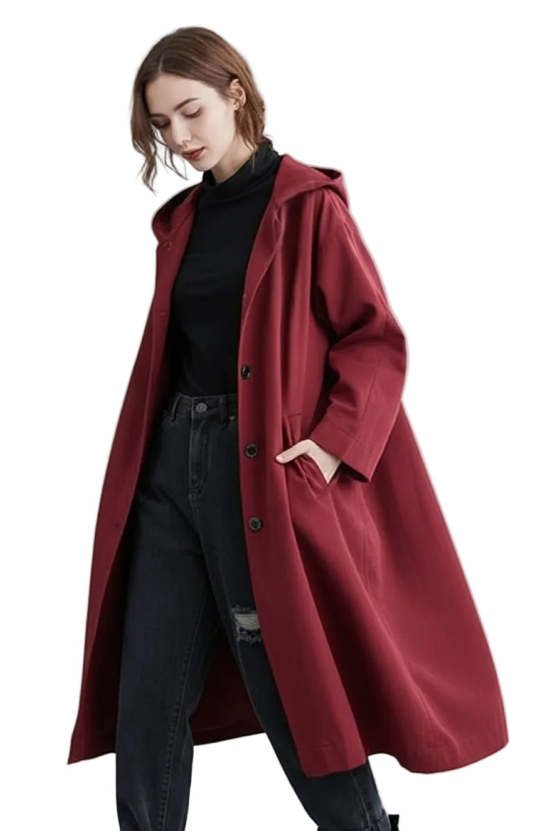 Μπορντό Oversized Αντιανεμικό Μπουφάν, Αδιάβροχο, One Size (Burgundy One Size Fits All Oversized Water Resistant Windbreaker Jacket)