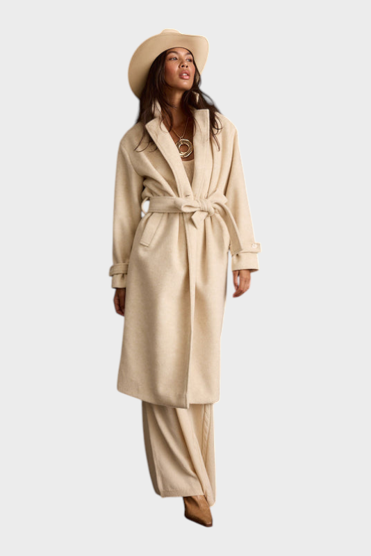 Filippa | Μπεζ Παλτό με Ζώνη