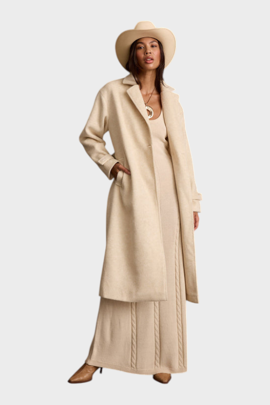 Filippa | Μπεζ Παλτό με Ζώνη