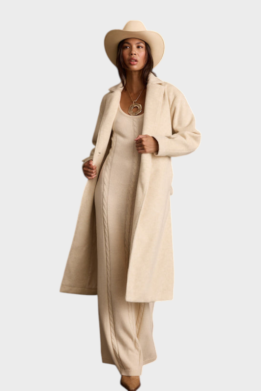 Filippa | Μπεζ Παλτό με Ζώνη