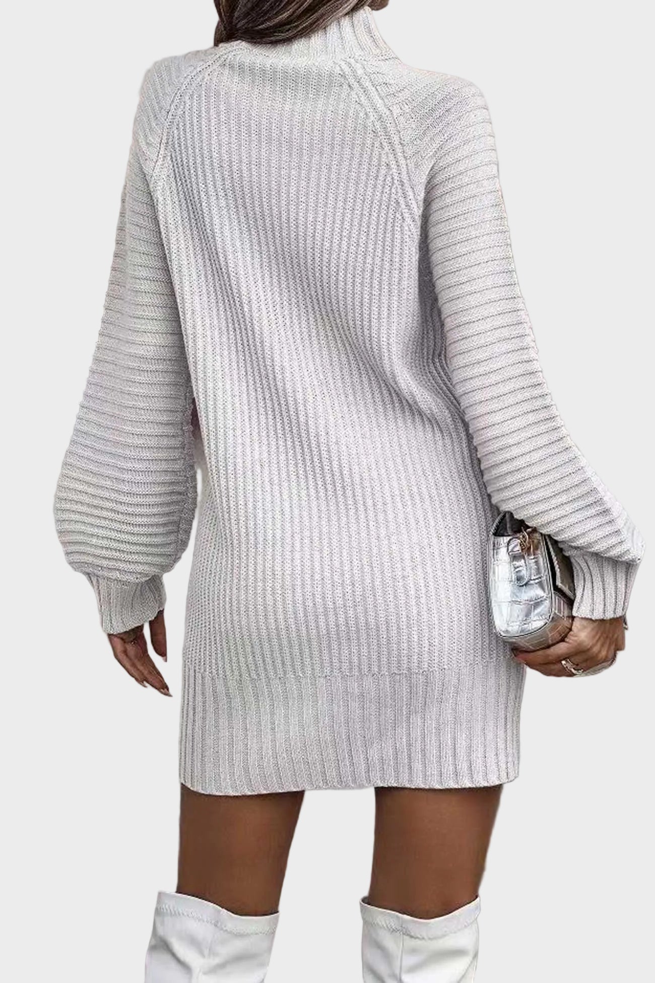 Tina - Μονόχρωμο Πλεκτό Φόρεμα Ζιβάγκο (Turtleneck Solid Sweater Dress)