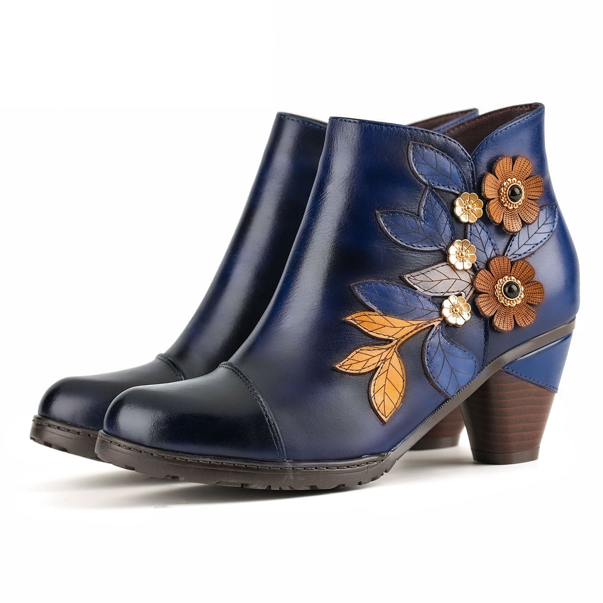 Brooklyn - Retro Boho Floral Charm Μποτάκια (Retro Boho Floral Charm Ankle Boots)
