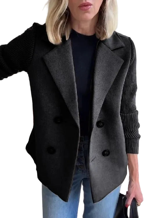 Amora - Κομψό Σακάκι με Πλεκτά Μανίκια (Elegant Knit-Sleeve Blazer)