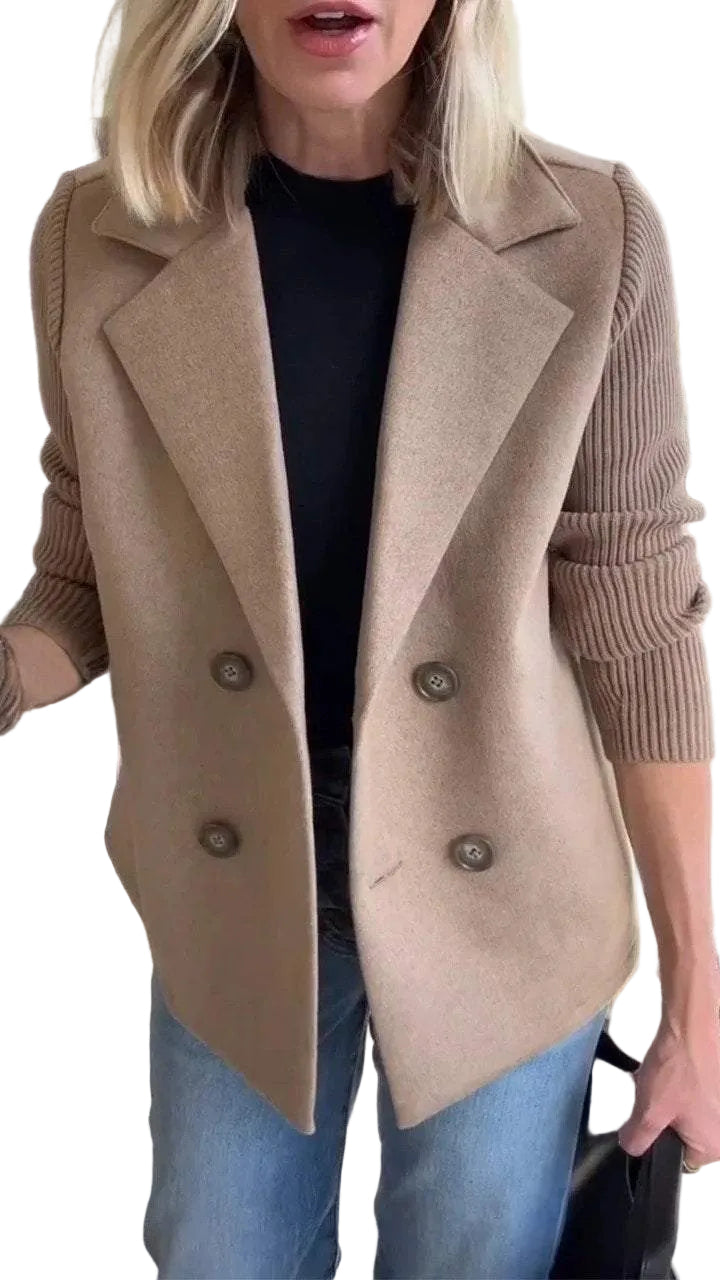 Amora - Κομψό Σακάκι με Πλεκτά Μανίκια (Elegant Knit-Sleeve Blazer)