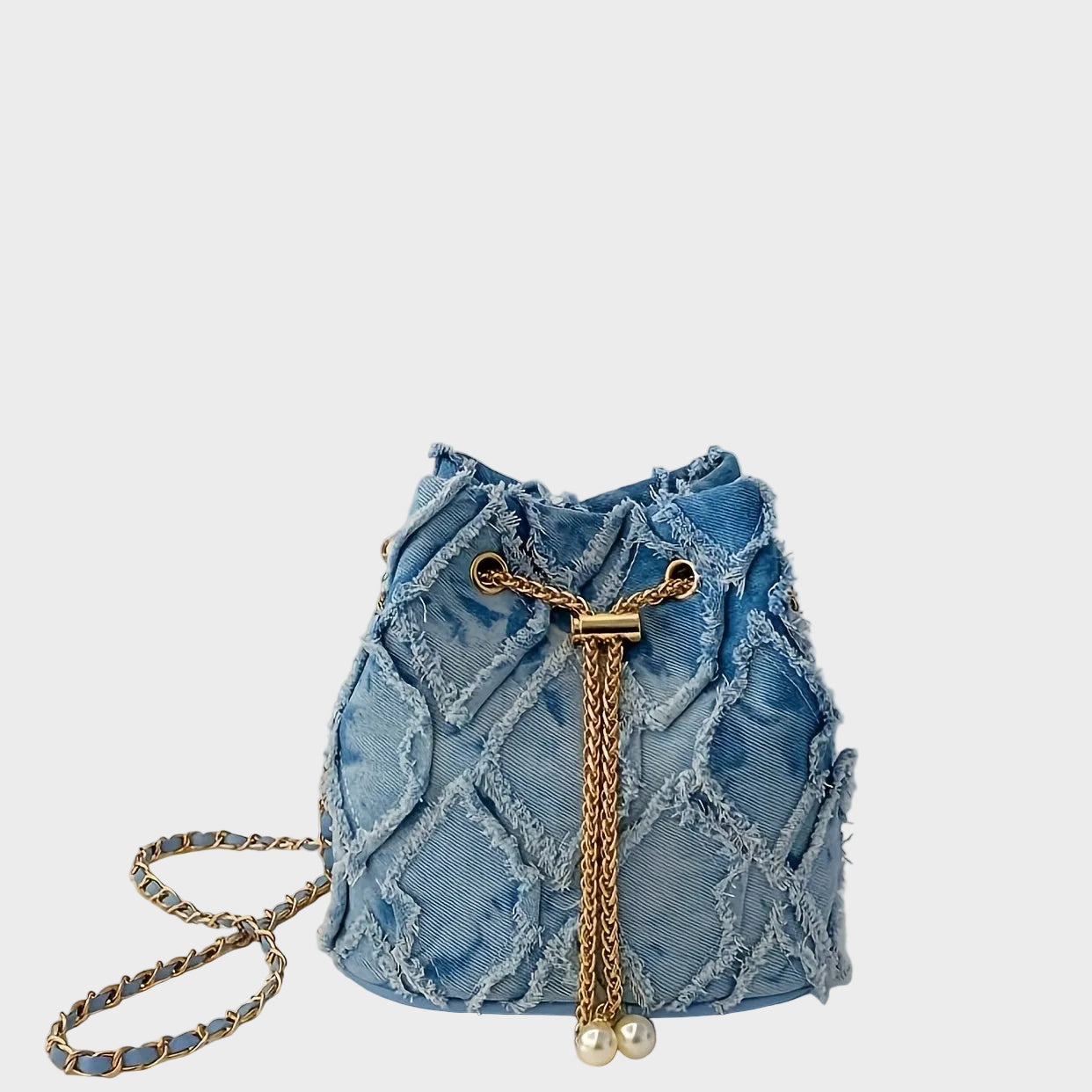 Capri Τσάντα Bucket με Πέρλες και Ξέφτια (Pearl Frayed Bucket Bag)