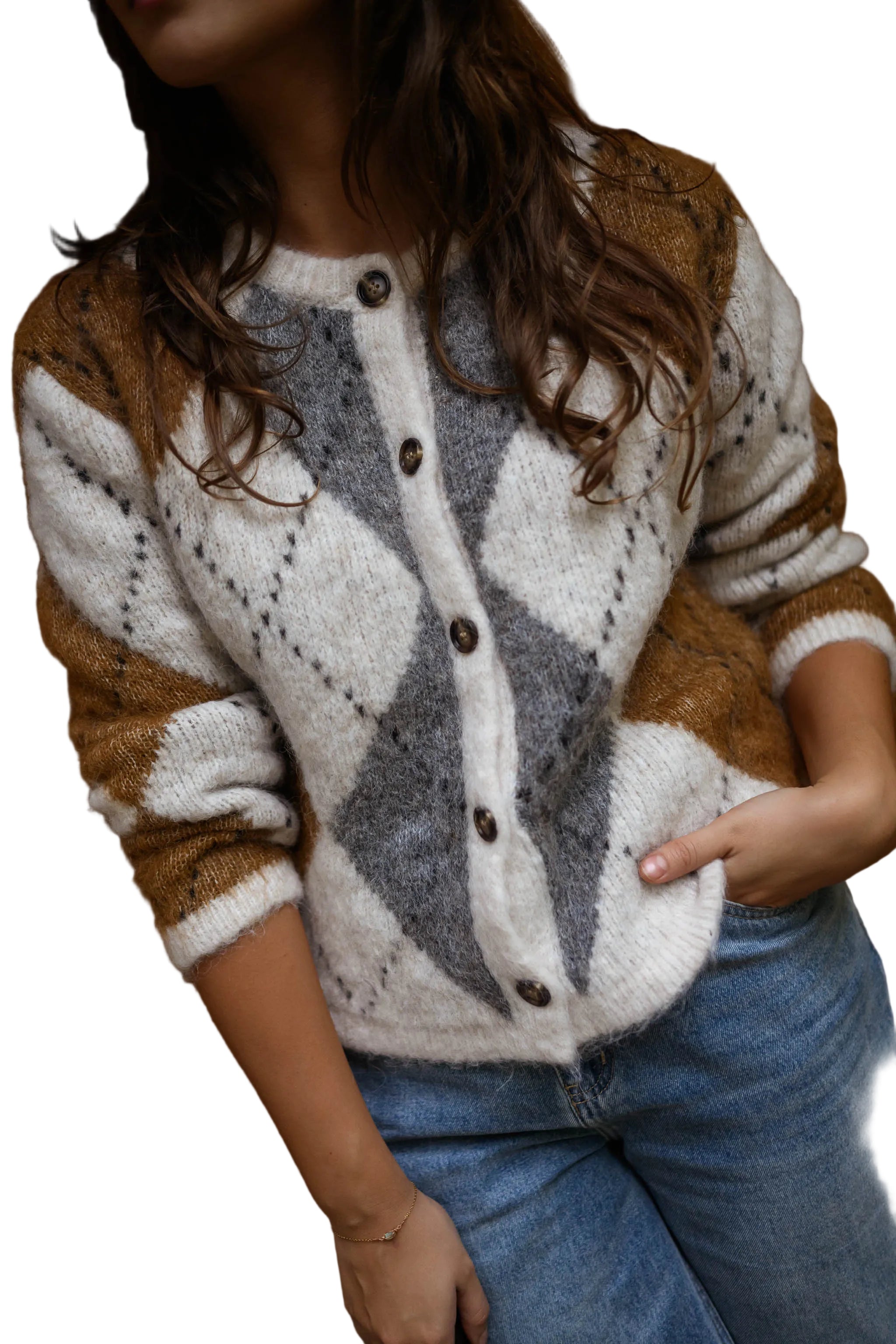 Ruth | Καφέ Καρό Ζακέτα Diaz (Brown Checkered Diaz Cardigan)