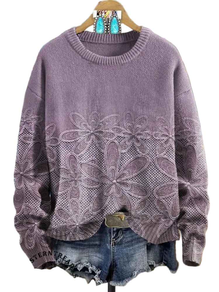 Ananya - Vintage Floral Art Print Casual Φούτερ (Vintage Floral Art Print Casual Sweatshirt)